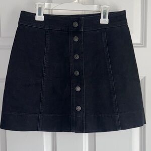 Madewell Black Button-Front A-Line Skirt
